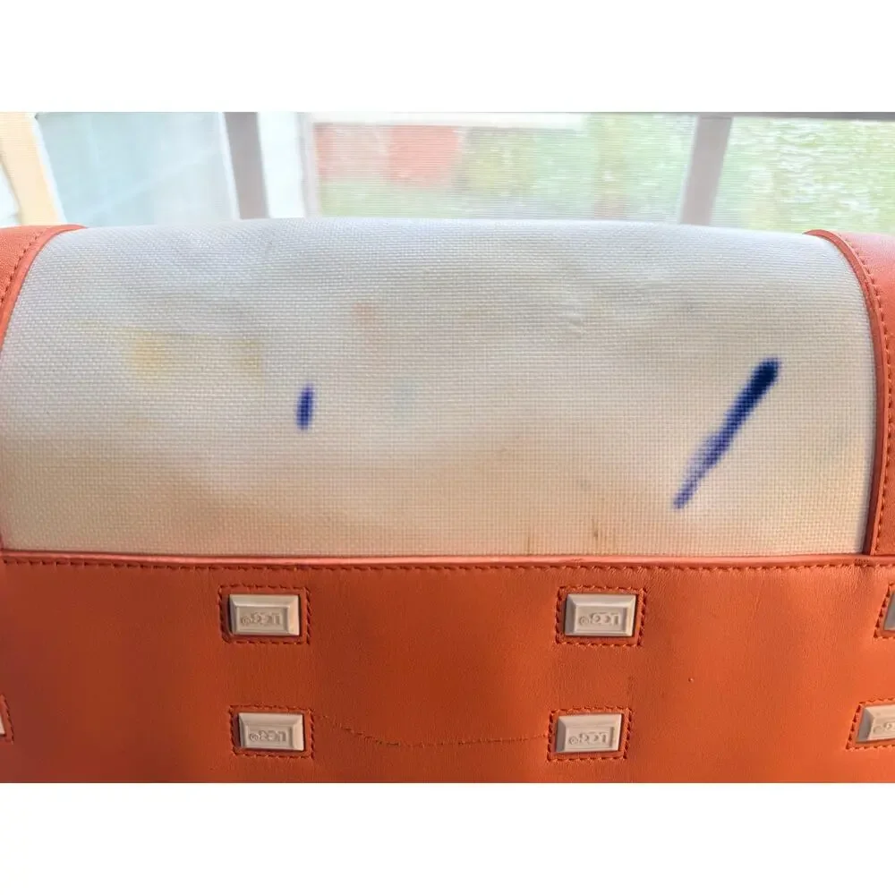 UGG Australia Orange Cream Coated Canvas Faux Leather Barrel Duffel Y2K Bag